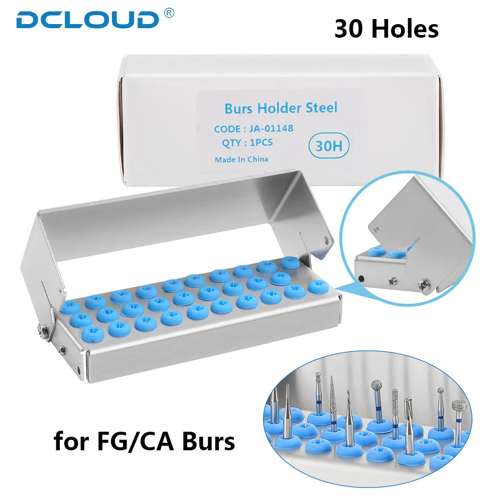 

30 Holes Dental Burs Holder Disinfection Block Case for High Low Speed Burs Autoclave Stand Implant Drills Disinfection Storage