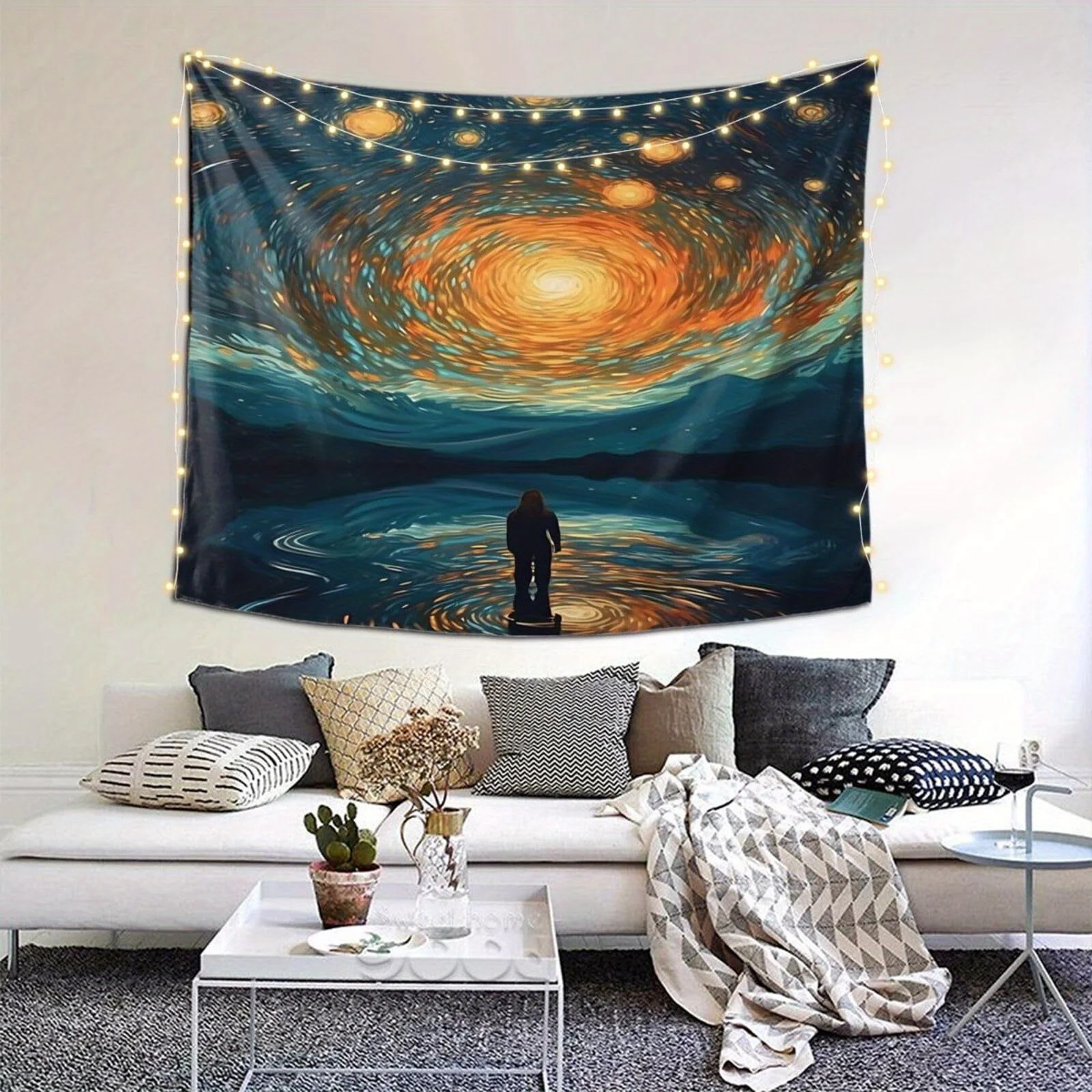 Cosmic Dreams Tapestry: Mystical, Vibrant, and Wonderfully Unique Wall Art for a Stunning Decor Statement