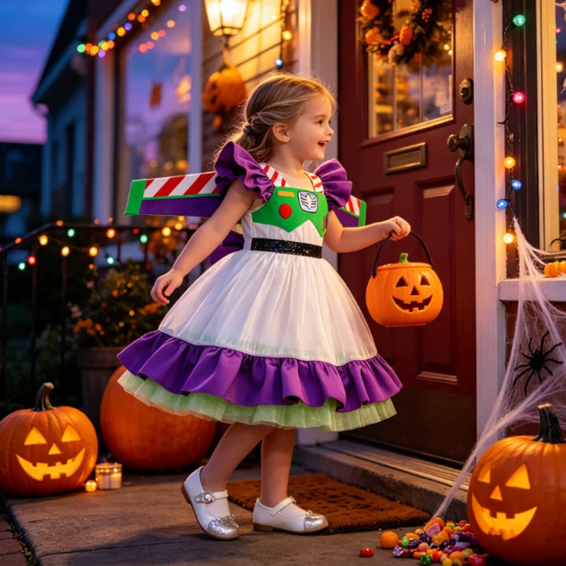 Kids Cosplay Costume Dress Girls Toy Princess Tutu Dress Halloween Carnival Cosplay Outfit Children Birthday Party Fancy Dress
