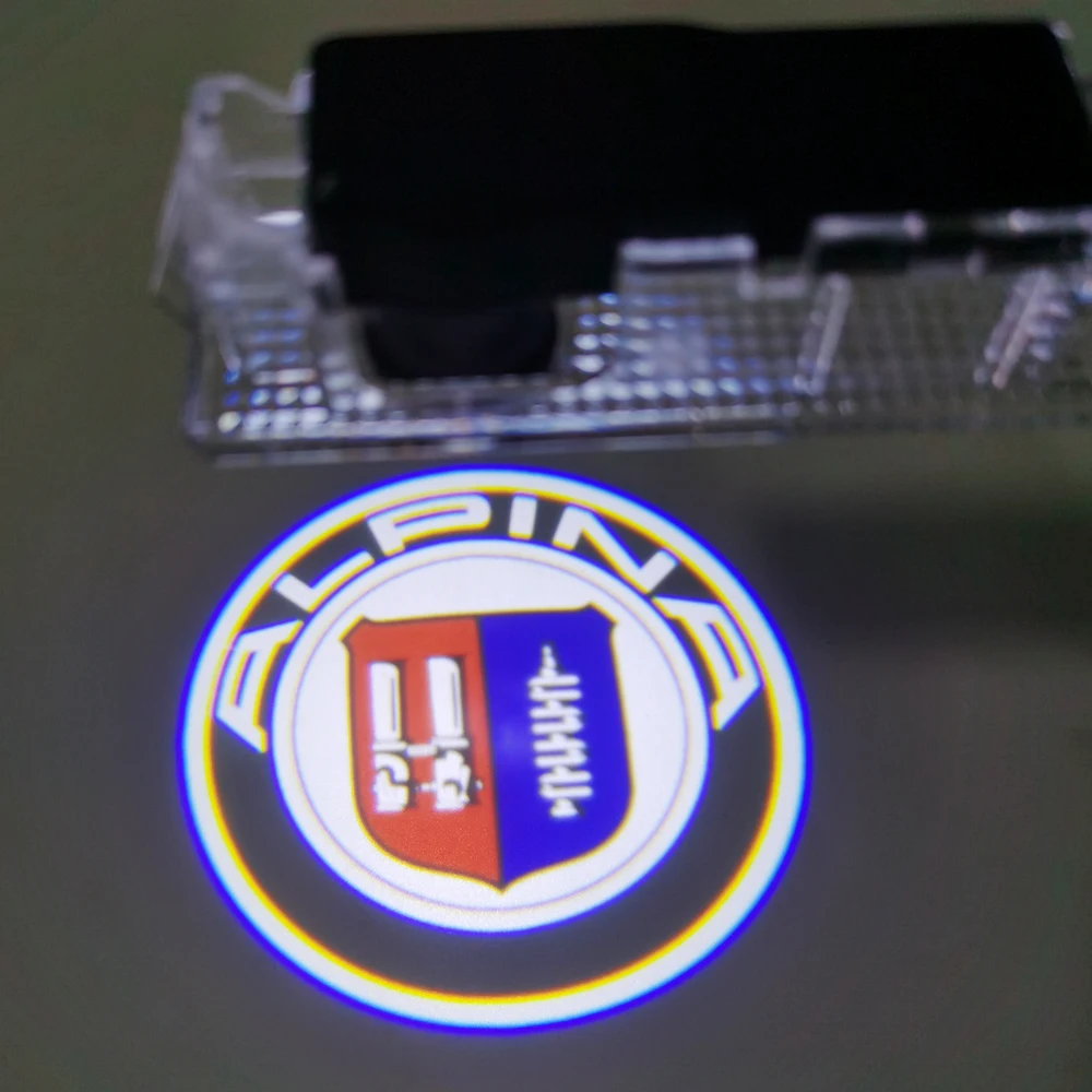 2pcs ALPINA Emblem Shadow Light ALPINA Door Light  LED Courtesy Lamp For E92 E90 F82 E60 F80 F36 X5 X3 E46 M2 M3 M4 M5 M6 M8 E70