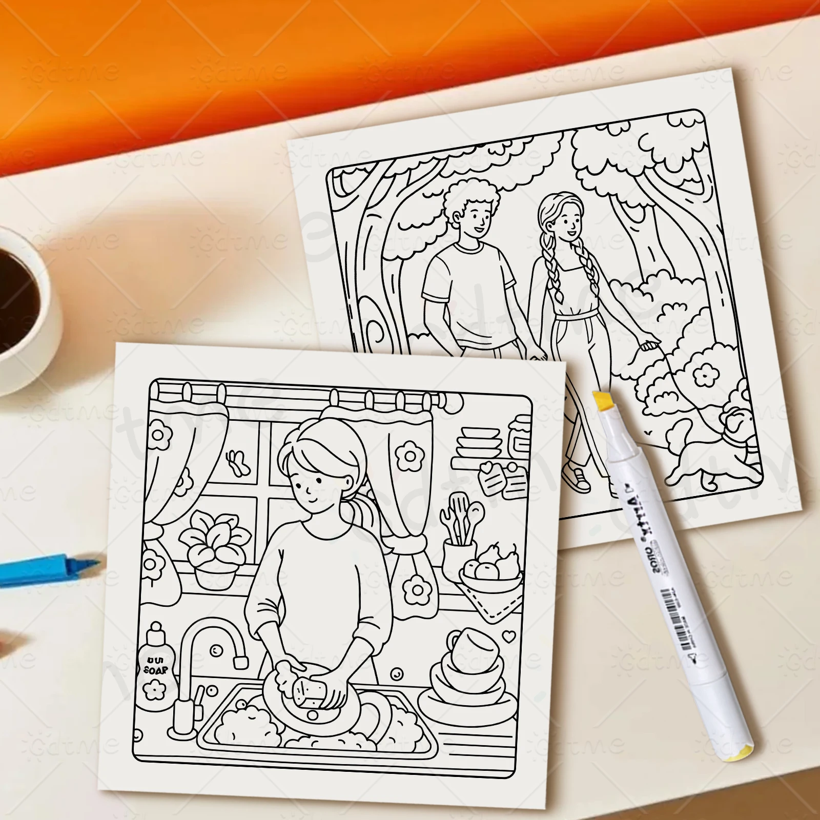 HOUSEWIFE DIARIES Malbuch für Erwachsene mit niedlichen, gemütlichen täglichen Aktivitäten zur Entspannung (Cozy Spaces Coloring) – Detail 9