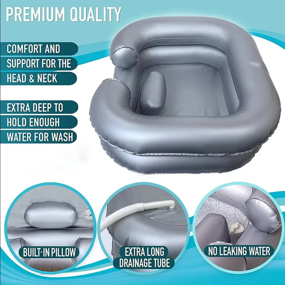 Inflatable Shampoo Basin - Portable Shampoo Bowl, Hair Wash Tub for Dreadlocks and at Home Sink Washing