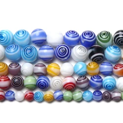 Multi Colors Stripe Millefiori Lampwork Glass Beads 6 8 10mm Pick Size For Jewelry Making LGB2