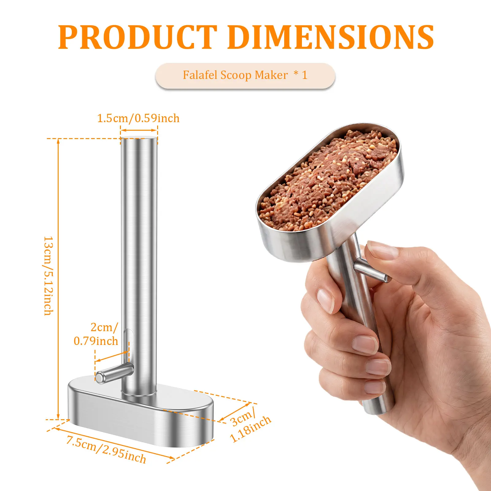Stainless Steel Falafel Scoop Maker Non-Stick Falafel Press Brushed Finish Meatball Press Mold Kitchen Tool Supplies