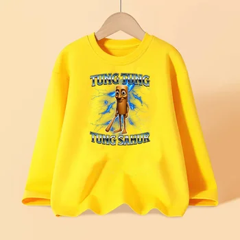 Italian Brainrot Long Sleeve T-shirt for Children Spring and Autumn Cotton Shirt for Boys Girls Cartoon Tops 3-14T 3