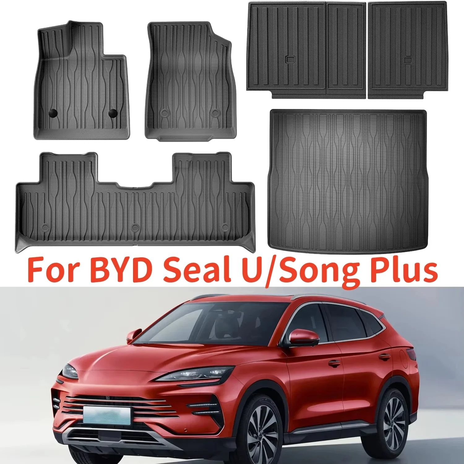 

For BYD Seal U / Song Plus Sealion 6 2021-2024 2025 TPE Floor Mats and Cargo Liner, All Weather Floor Liners Trunk Mat LHD & RHD