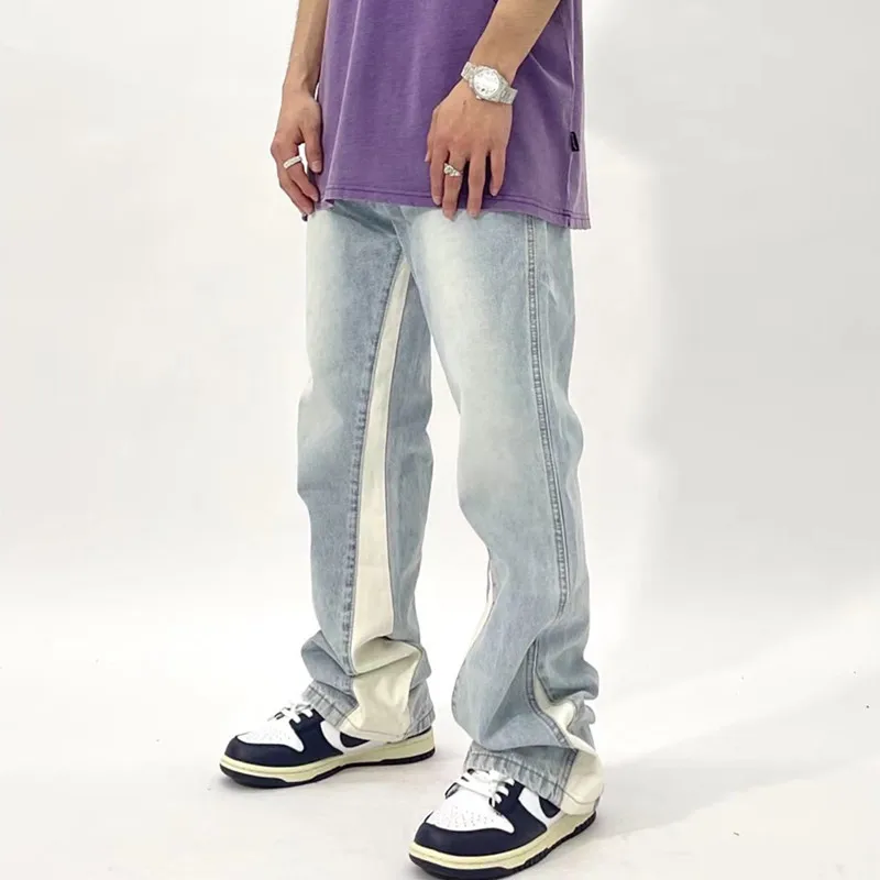 2026 Neue Mode Patchwork Retro Washed Baggy Herren Schlagjeans Hip Hop Gerade Damen Vintage Denim Hosen Pantalon Homme – Detail 4