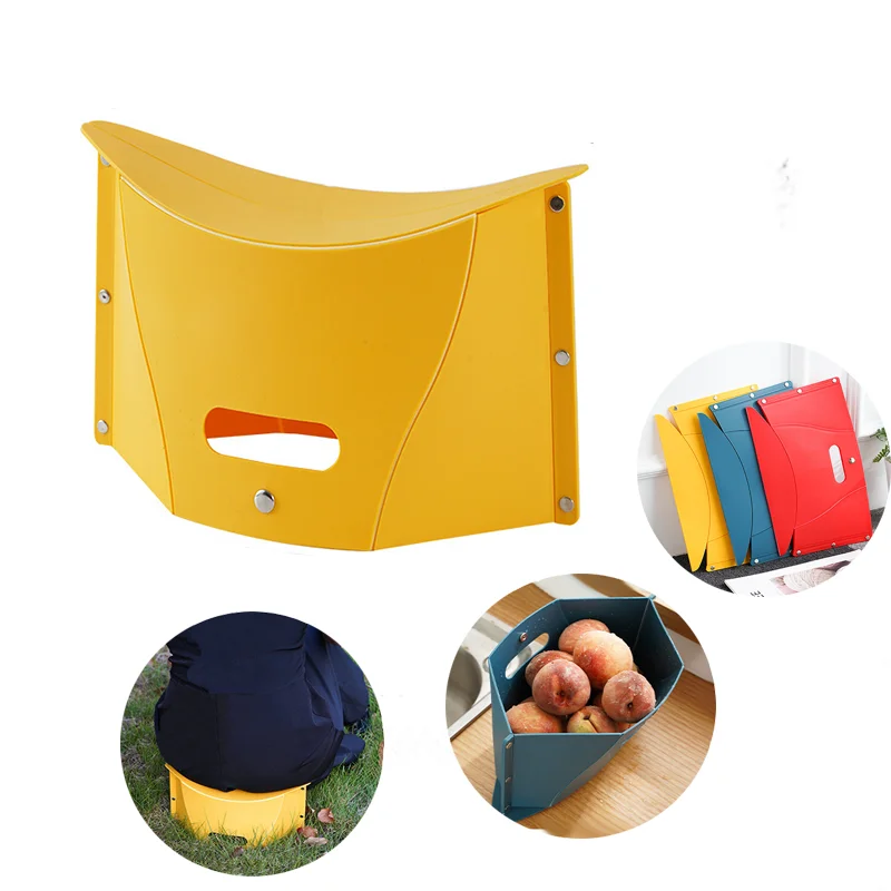 2 Pcs Folding Stool, Portable, Outdoor, Camping, Fishing, Multi-functional Portable Storage Basket, Folding Plastic Stool