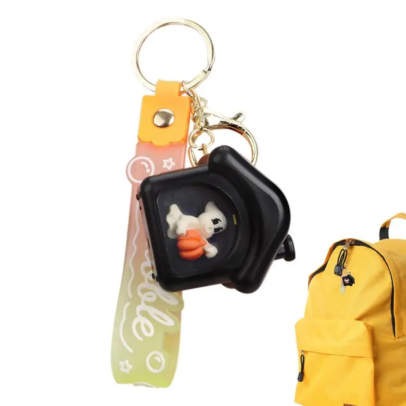 Couples Keychain Halloween Lighting House Keyring Unique Halloween Backpack Decoration Hangings Ornament With Light For Bag Car