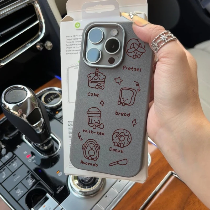 

For Vivo iQOO Z9S Z9 Lite Z7i Z6 U5X Neo 5G 4G Phone Case Cute Foodie Luxury Leather Cover