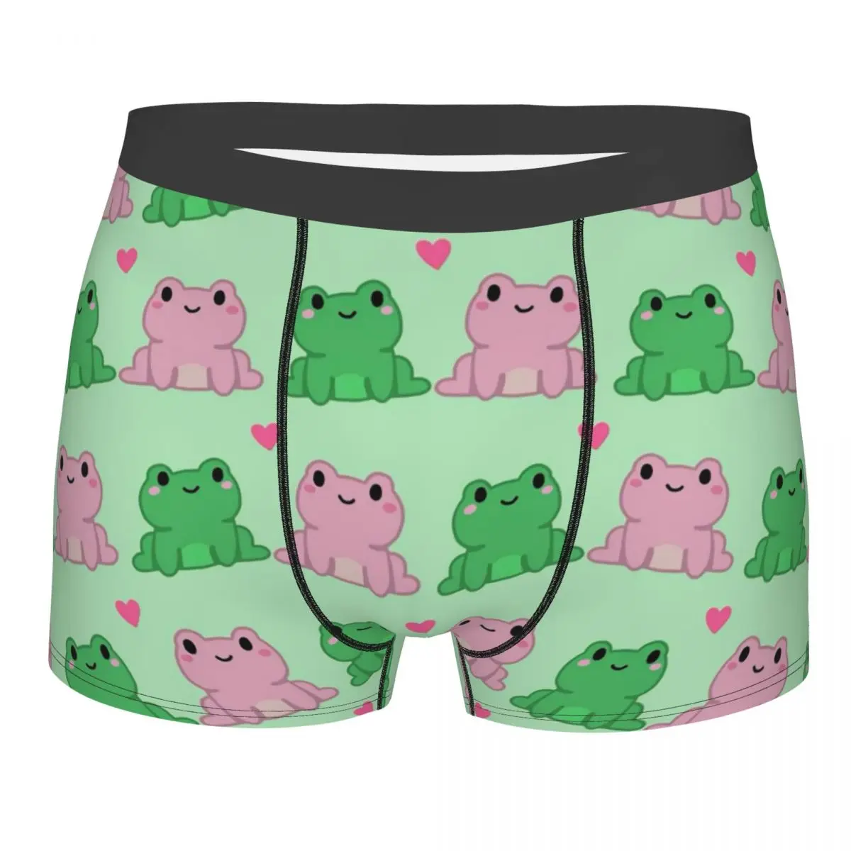 Boxer Underpants Shorts Two Frog Love Heart Cartoon Panties Men's Ventilate Underwear for Homme Man Boyfriend Gifts