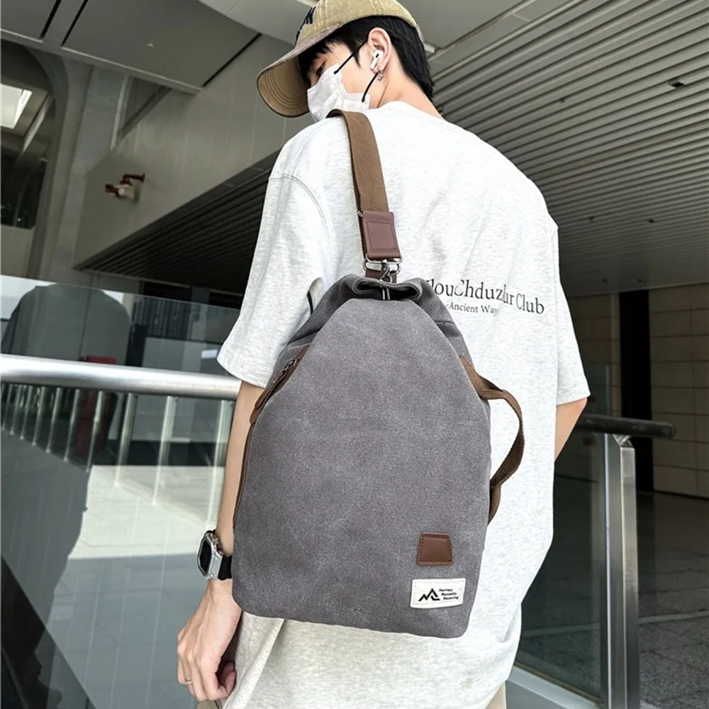 

Large Capacity Canvas Chest Bag Retro Style Minimalist Design Male Crossbody Bag Handbag Trend Pattern Single Shoulder Pouch