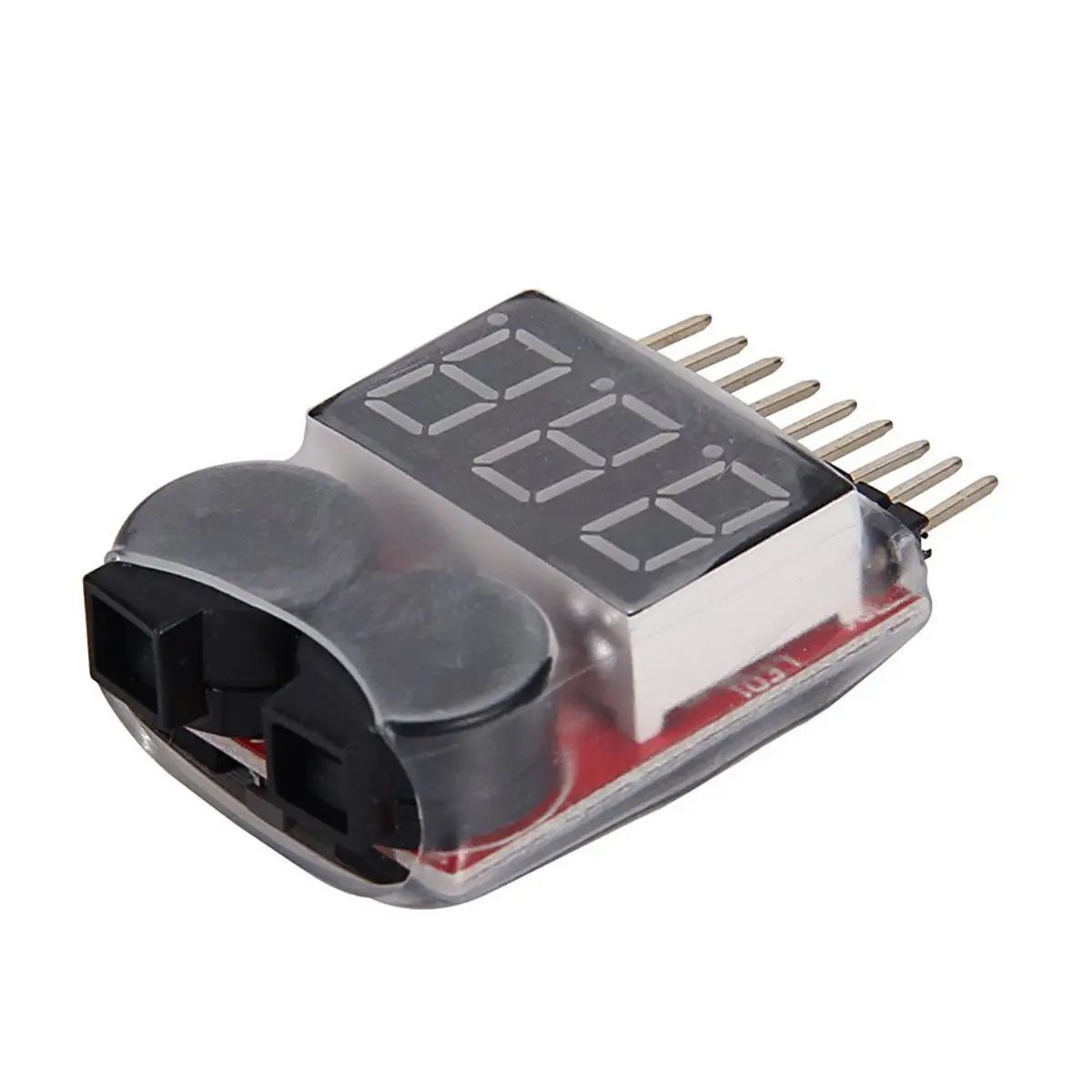 

-8S Lipo Battery Voltage Checker Tester with Adjustable Threshold 3.3V Default Low Voltage Alarm Buzzer LED Indicator