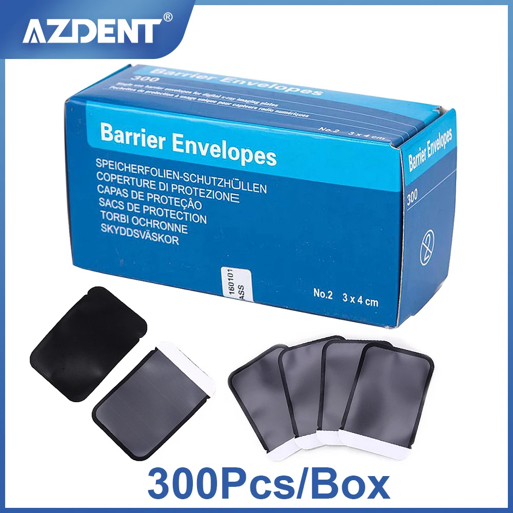 AZDENT 300Pcs/Box Disposable Dental Digital X-Ray Scan Barrier Envelope Clinic Phosphor Plate Protective Pouch Cover Bag 33*44mm