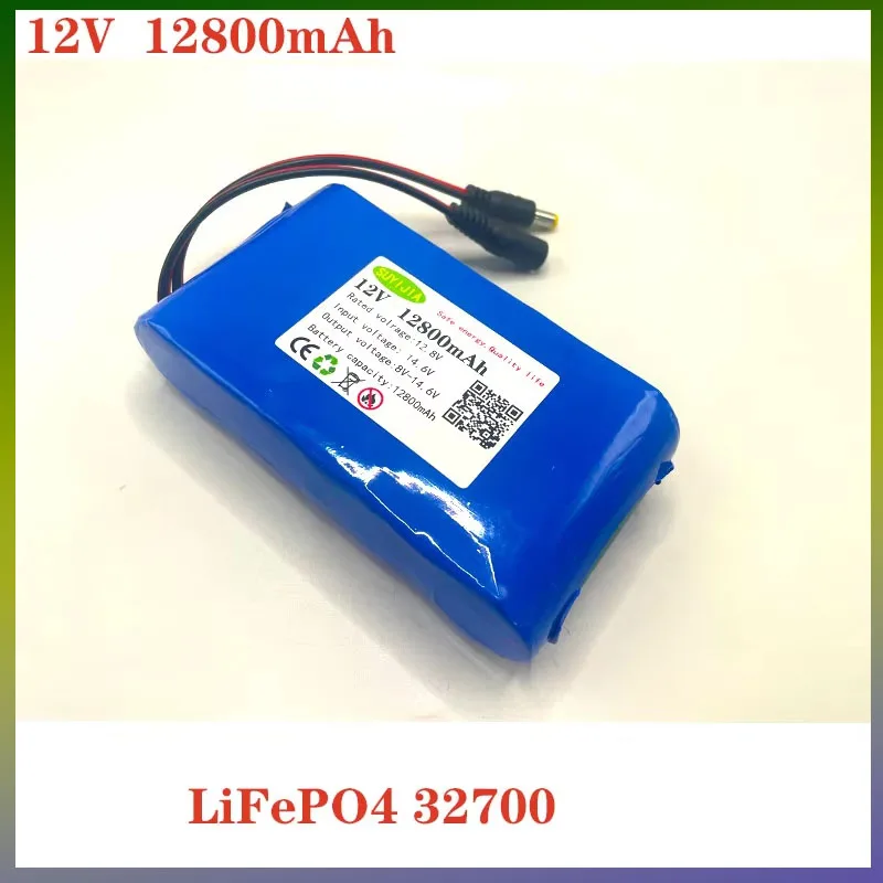 

32700 12V LiFePO4 12800mAh Rechargeable Battery Pack Built-in 40A Same Port Balanced BMS 4S1P 12.8V Power Supply 14.6V Charger