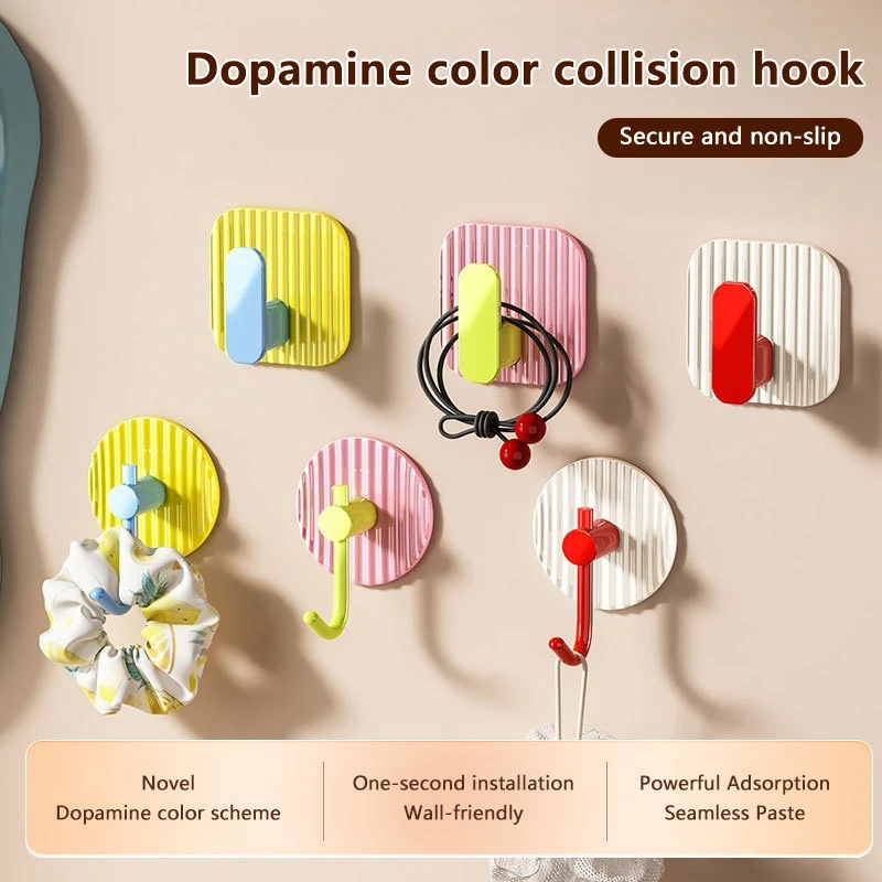 

1pcs Hairpin Storage Hook Dopamine Traceless Drill Free Waterproof Adhesive Hook Jewelry Hair Accessory Hook Home Storage Tool