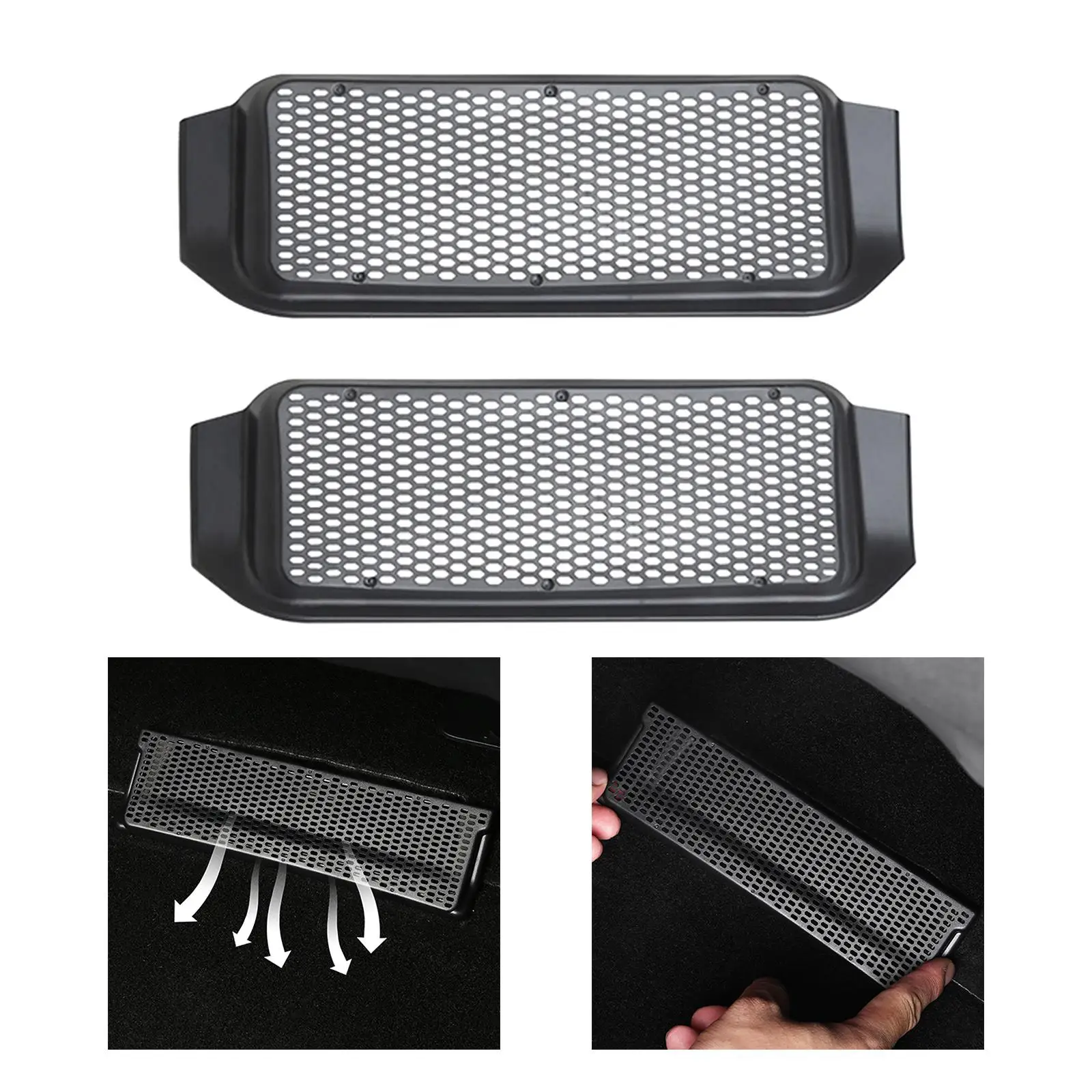 2 Pieces under Seat Air Vent Dust Cover Interior Decoration for Model 3