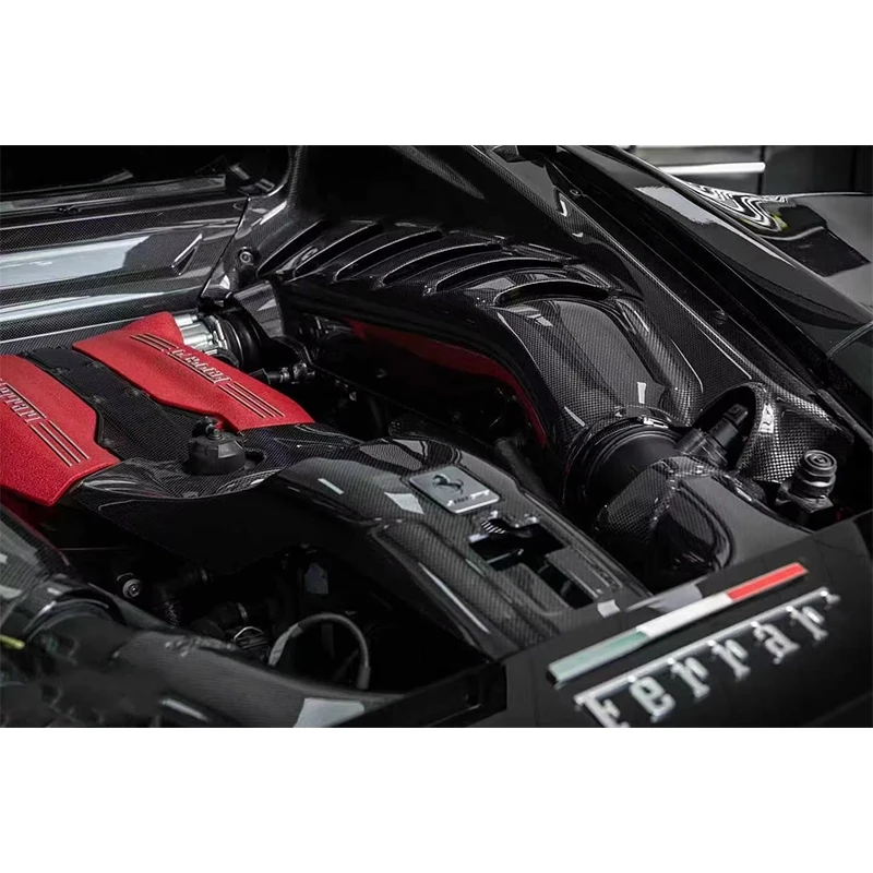 ชุดอุปกรณ์ตกแต่งภายในรถยนต์ แผงปิดห้องเครื่องยนต์คาร์บอนไฟเบอร์แห้ง สำหรับเฟอร์รารี่ 458 สไปเดอร์ ฝาครอบเครื่องยนต์