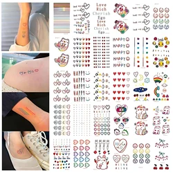 30pcs/lot Kawaii Korean Fake Tatoo Waterproof Colored Bear Heart Line Dot Transfer Temporary Tattoo Stickers for Women Girl Kids