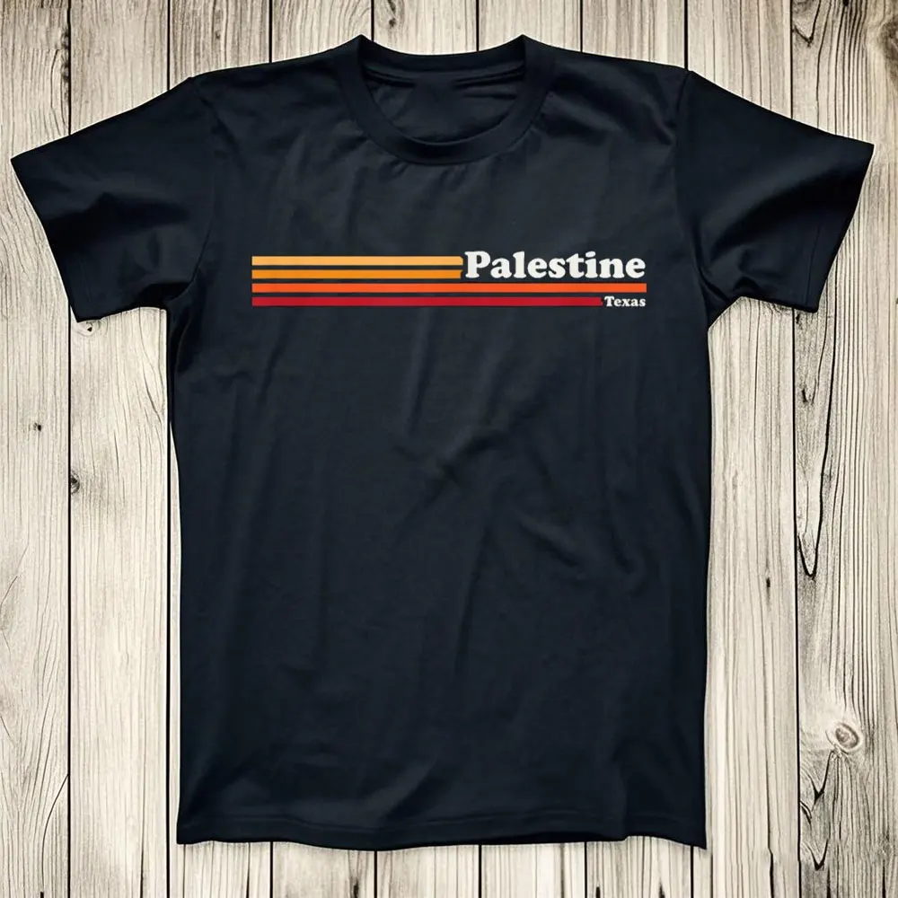 Vintage 1980s Graphic Style Palestine Texas T-Shirt Short-sleeve O-neck Streetwear Classic Pattern High Quality Cotton Tees