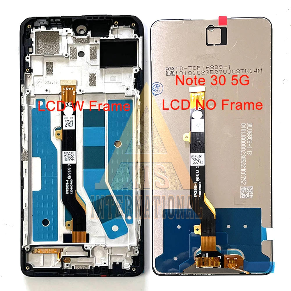 6.78\'\' For Infinix Note 30 4G X6833B LCD Display Screen Touch Digitizer For Infinix Note 30i X6716 X6716B Note 30 5G X6711Frame