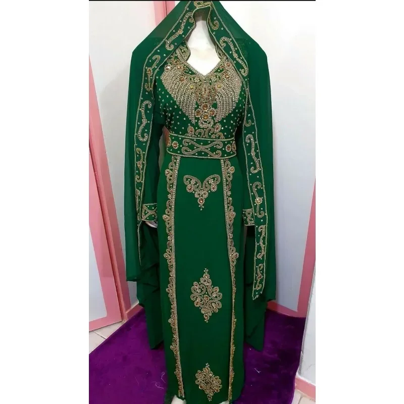 

Green African Dress Fancy Abaya Dubai Caftan Formal Beaded Moroccan Kaftan for Women Fashion Trends