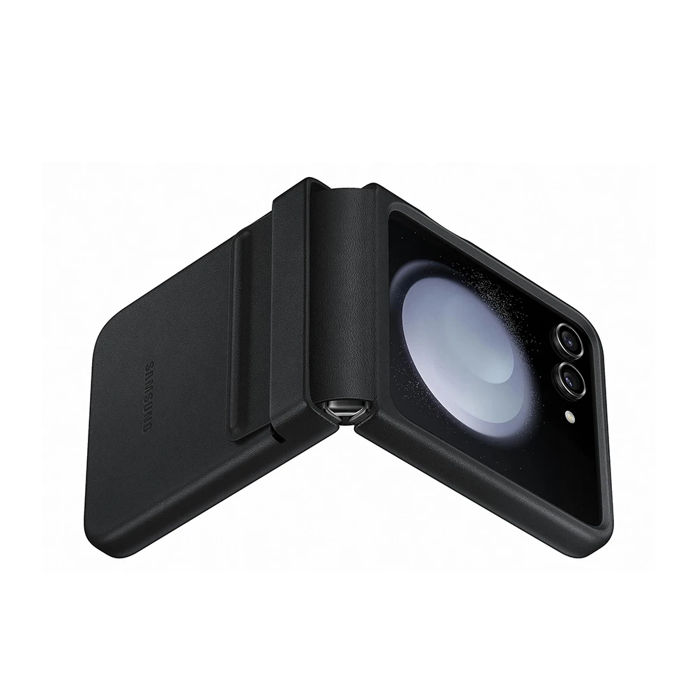 Original Samsung Galaxy Z Flip 5 Leather Case Black Cream