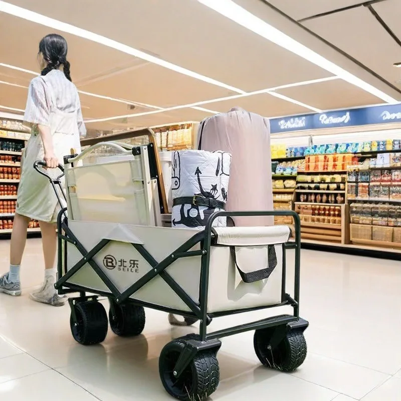 

Suitable forLightweight camping trolley picnic cart portable camp trailer shopping cart foldable family camper