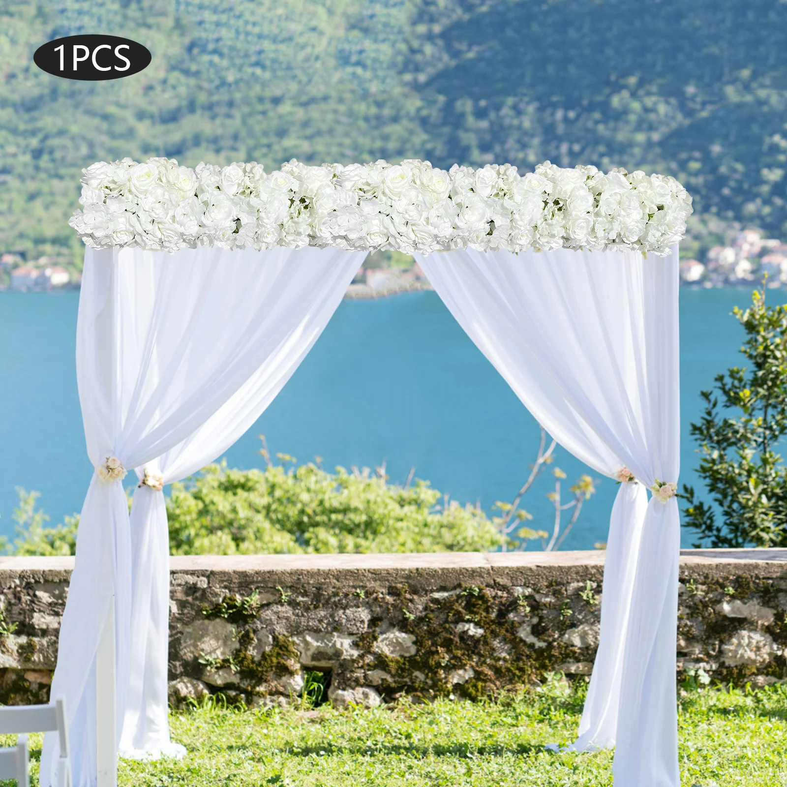 

Стена из искусственных цветов, 1 м ряда белых роз, гортензия, георжина, шелковая ткань, искусственная цветочная гирлянда для свадебной вечеринки, домашний декор