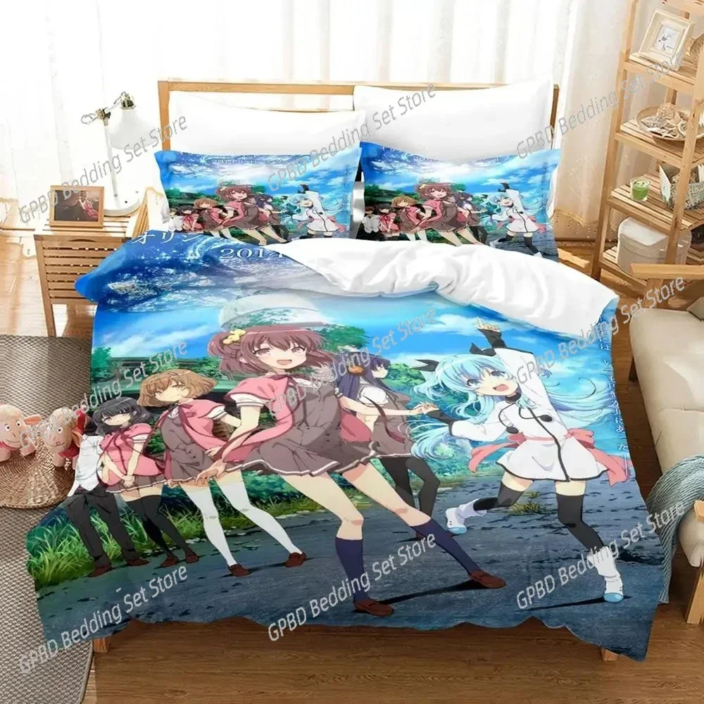 

Anime Kawaii Girls Sora No Method Celestial 3D Bedding Set Duvet Cover Pillowcases Single Twin Full Queen King Size Home Decor Q