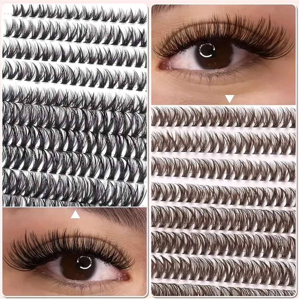 640 clusters Lash Clusters DIY Eyelash Extensions 640pcs Cluster Lashes Brown And Black Individual Lash Extensions C D Curl Eyel