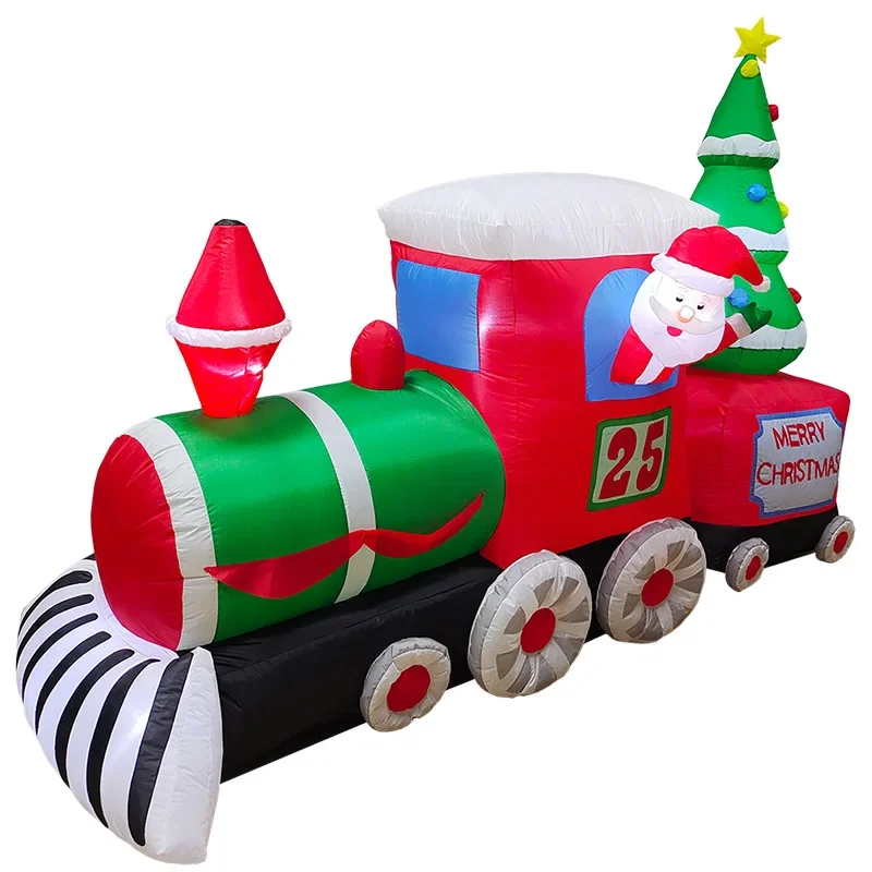 Christmas Inflatable Train Set with Santa Claus, Outdoor Christmas Gifts for Yards, Shopping Malls, Yards