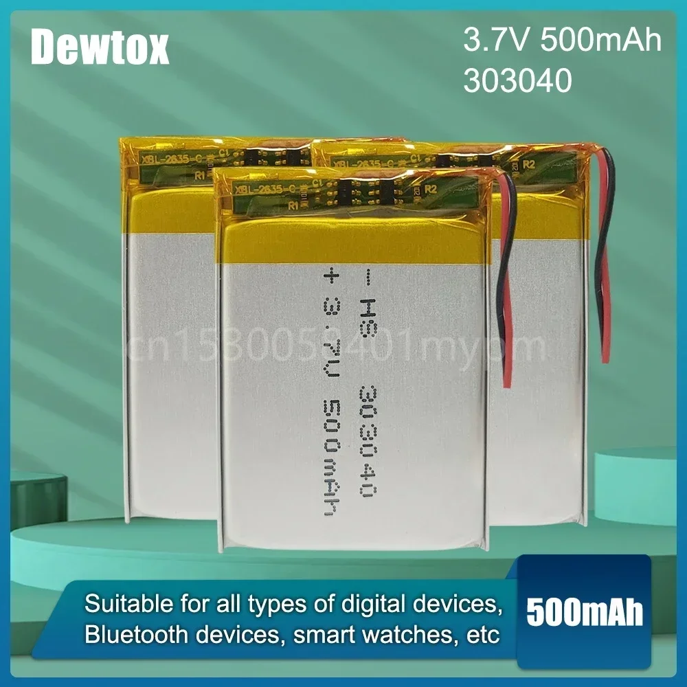 3.7V 350mAh 303040 033040 Lithium Polymer Rechargeable Battery for MP3 Watch GPS Navigation Reading Pen Bluetooth Headset