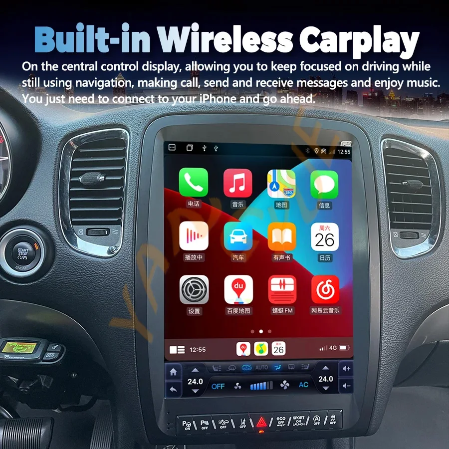 13-calowy ekran Carplay Android QLED Radio 2din do Dodge Durango 2011-2020 GPS Samochodowy Odtwarzacz Multimedialny Wideo Stereo Navi Head Unit