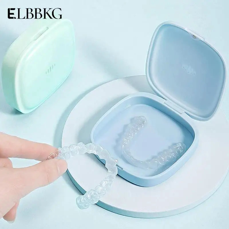 Portable Belt Case Orthodontic Retainer Double Layer Braces Storage Box Soaking Invisible Teeth Denture Cleaning Tooth Storage