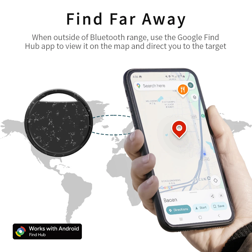 4PCS Android GPS Tracker Wallet Luggage Locator Anti Loss Eco Smart Tag via Google's Find Hub for Samsung Xiaomi MOTO Finder