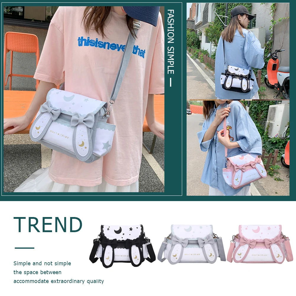 Sac messager doux de style japonais pour femmes, sac cartable animé, sangle réglable, sac de voyage en plein air pour filles, initié Kawaii