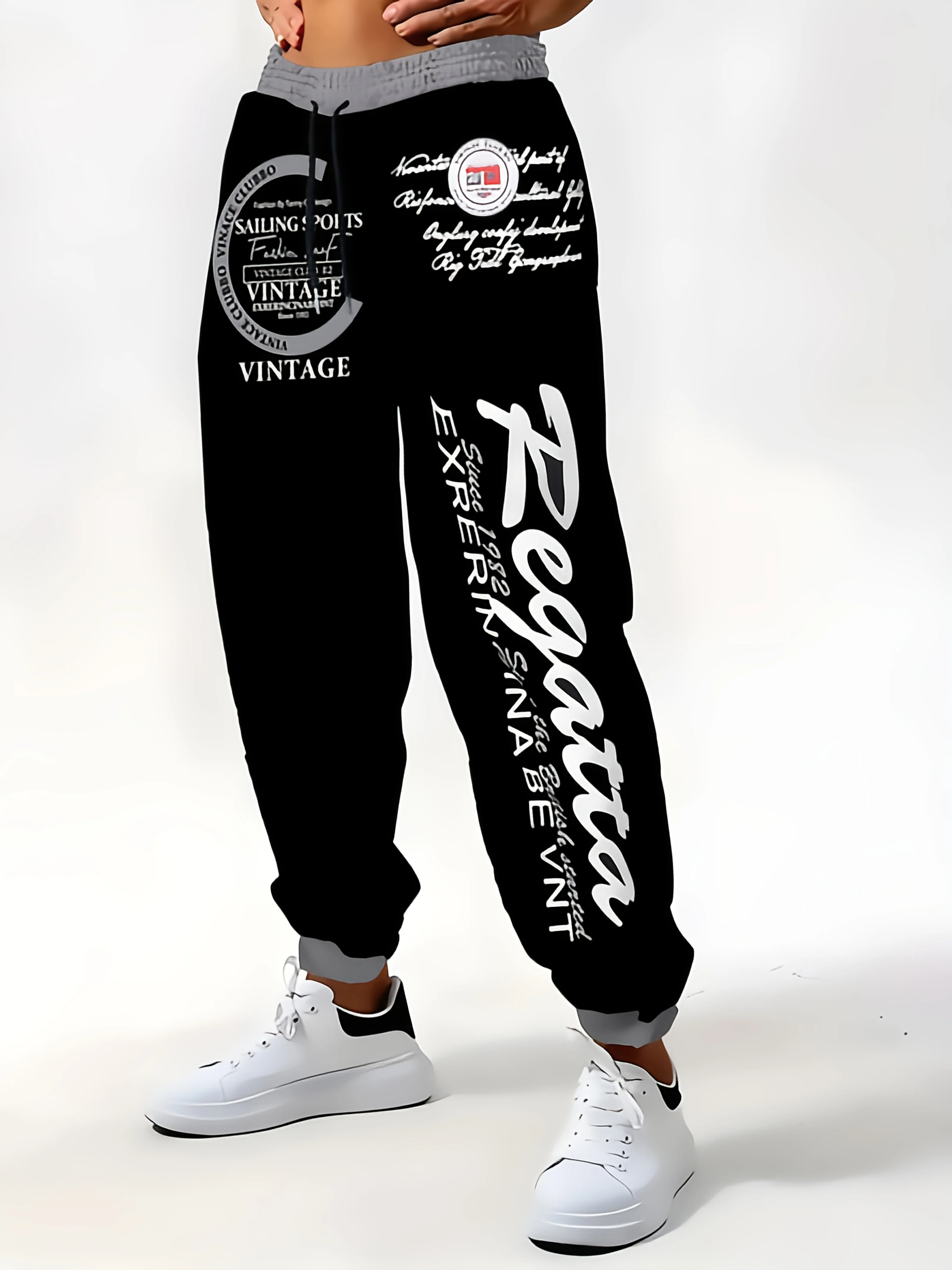 

The 2025 autumn new men's long pants are casual and fashionable with letter prints and outdoor street hip-hop style