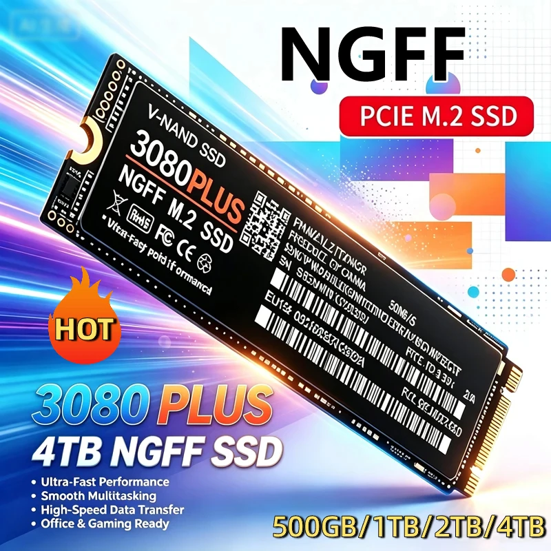 SSD M.2 2280 NGFF 3080PLUS, PCIe 4.0, 500 GB/1 TB/2 TB/4 TB, SSD interno de alta velocidade para portátil, PC de secretária e armazenamento para jogos na PS5.