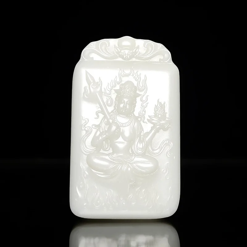 Hot Selling Natural Hand-carve White Jade Bodhisattva Buddha Statue Necklace Pendant Fashio Jewelry Men Women Luck Gifts1D