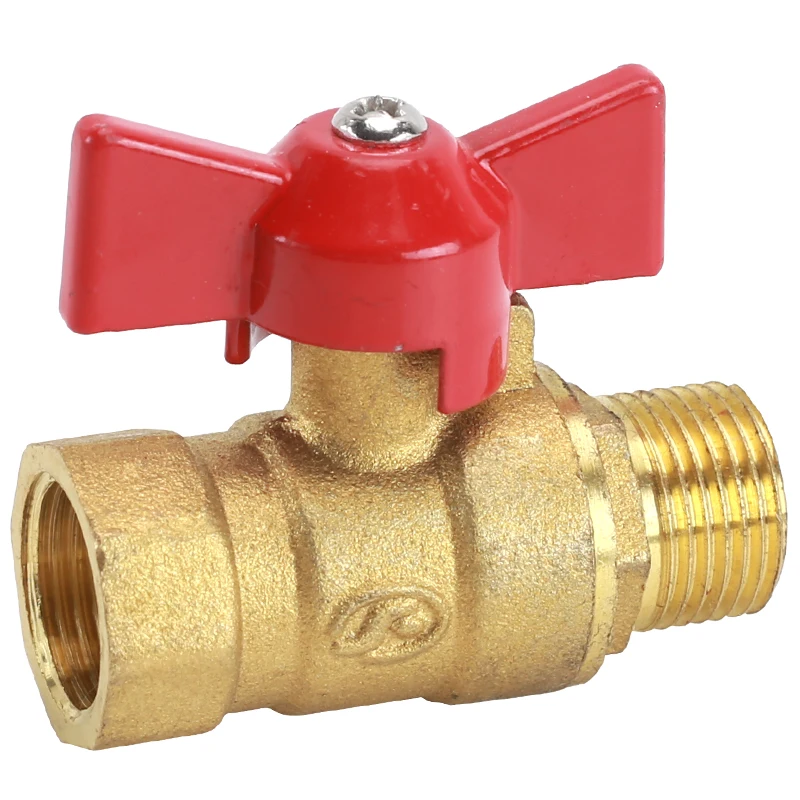 1/4＂3/8＂Brass Ball Valve Connector Butterfly Handle Female Male Thread Copper Water Gas Pipe Valve Pneumatic Air Pump Adapter