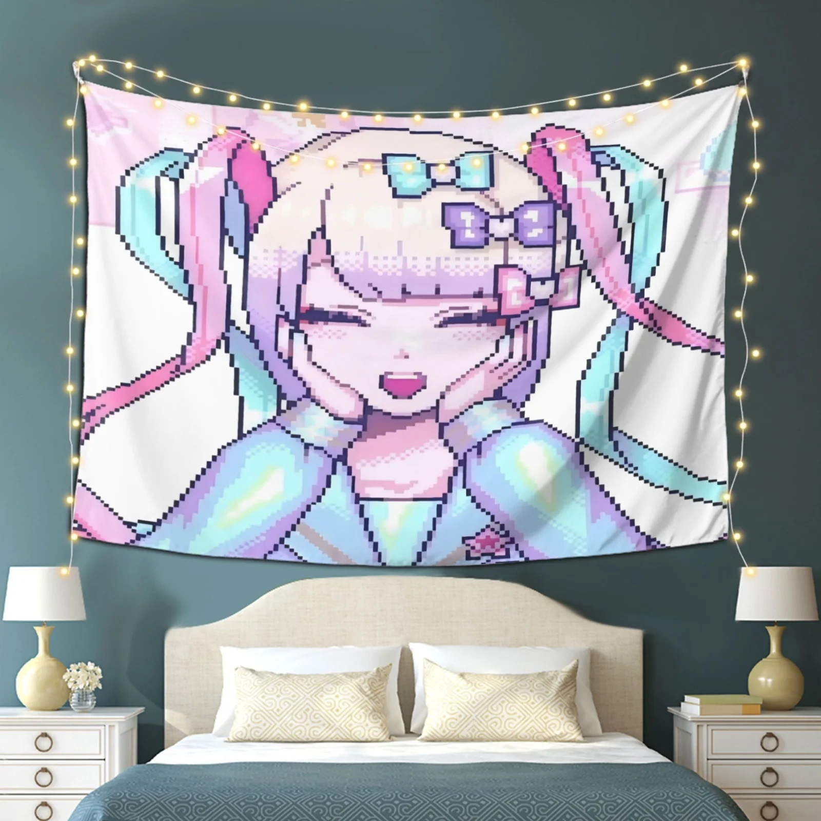 نسيج Kangel Nso اللطيف - ديكور حائط بوليستر خفيف الوزن أنيق، نسيج قطيفة من جلد الخوخ، تصميم فني متعدد الألوان مع