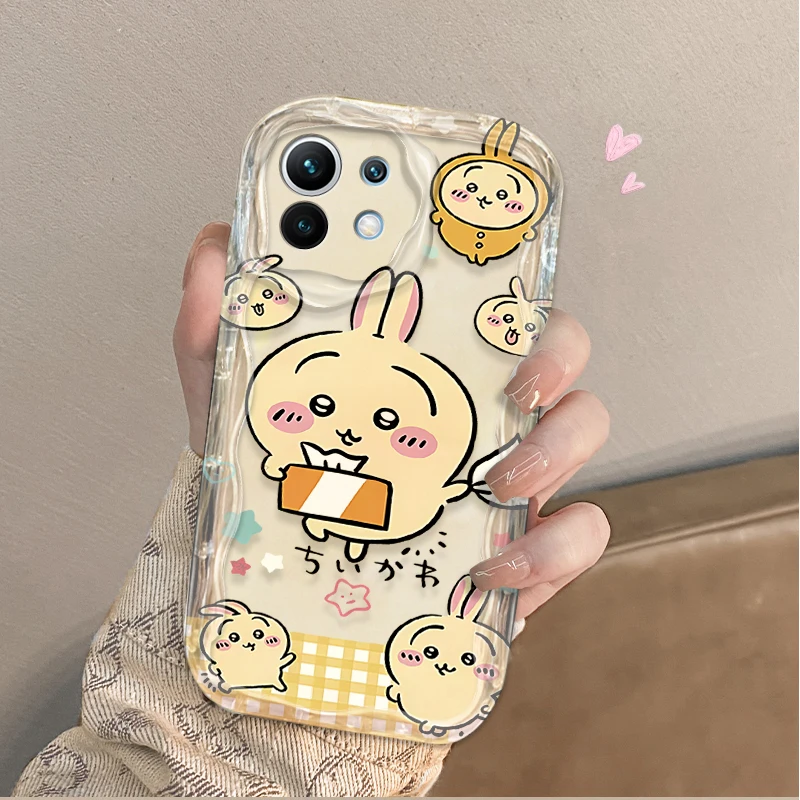 かわいいチイカワ漫画風ウェーブ柄スマホケース Xiaomi 14T 13T 12T Pro Mi 15 14 Ultra 13 12 11 Lite 5G NE 10 12X 12S 11i 11X Pro対応