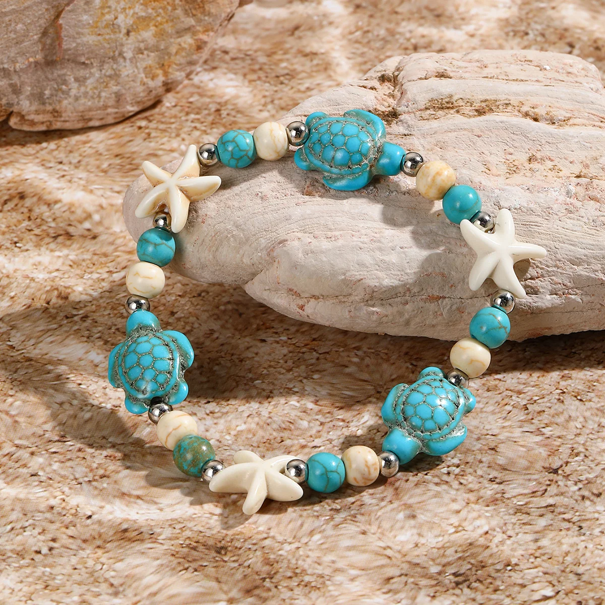 Bohemian Natrual Shell Beads Bracelets For Women Sea Star Turtle Conch Woven Rope Bracelet Beach Handmade Holiday Jewelry