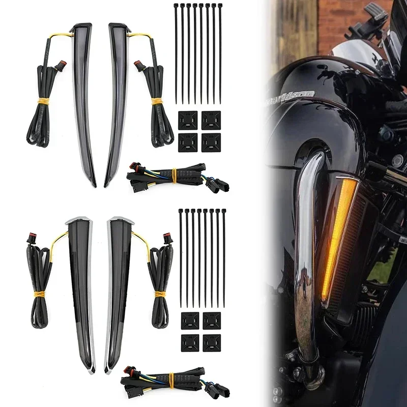 

Motorcycle LED Running Lamp Fairing Lower Grills Turn Signal Light For Harley Touring Road Street Glide Electra Glide FLHR 14-up