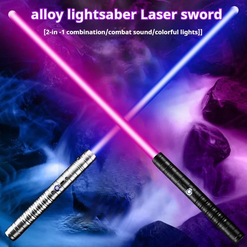 

funny gift:76.8cm alloy rgb lightsaber,2-in-1 7-color change pixel telescopic laser sword,type-c charging light saber,kids toys