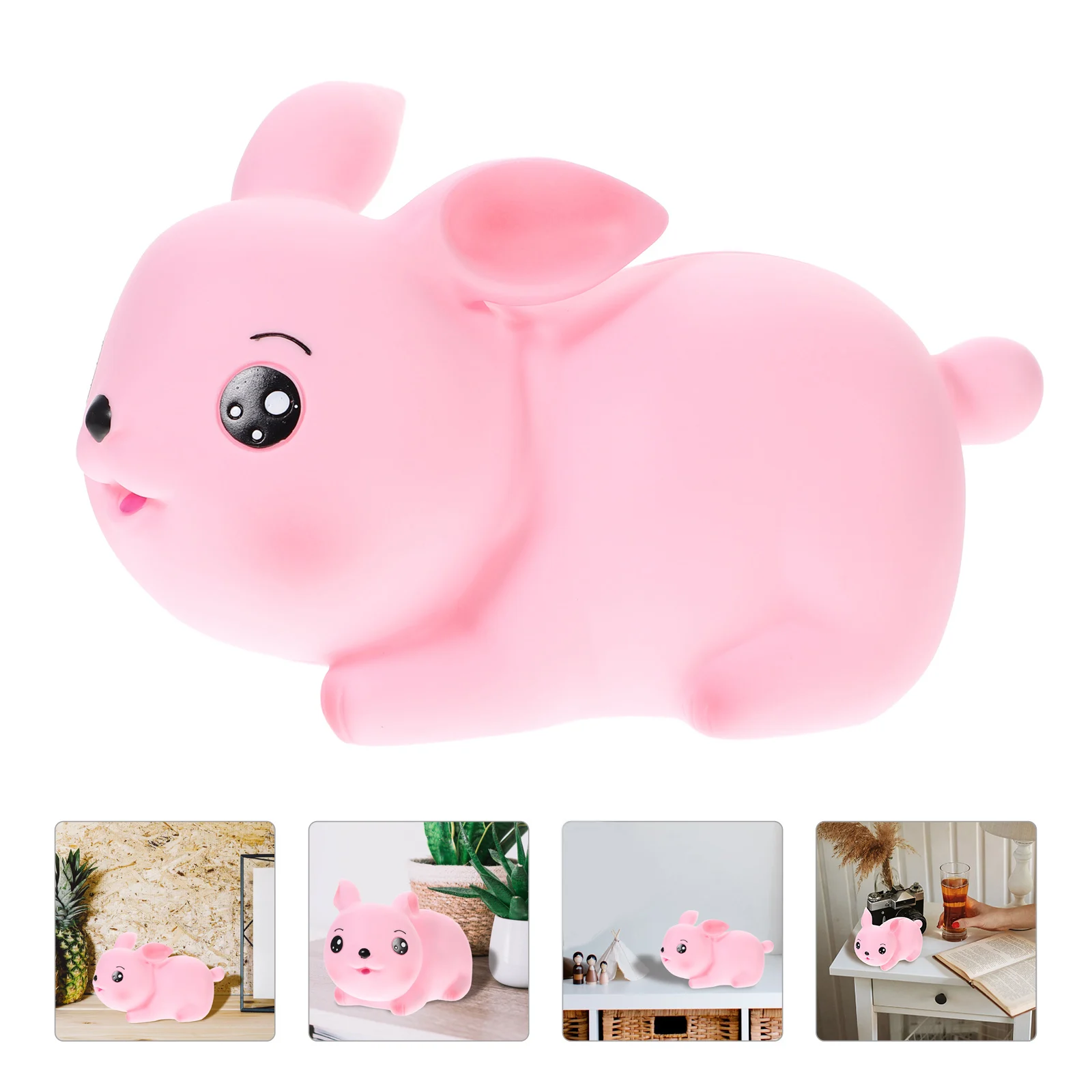 Kids Piggy Bank Bunny Rabbit Money Saving Box Vinyl Coin Bank for Girls Boys Lively Tabletop Decoration Gift Idea