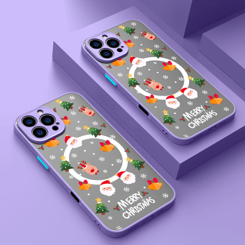 Cartoon Christmas Phone Case For iPhone 18 ProMax 17e 17 16 15 Pro Max 14 13 Pro For Magsafe Wireless Charge Magnetic Hard Cover view 6