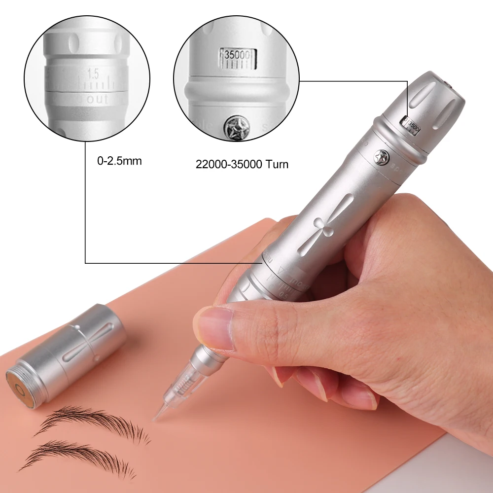 

Wireless Permanent Makeup Machine Kit Micropigmentation Microblading Pen Eyebrow Tattoo Kit With 2 Battery 10 Cartridge Needle