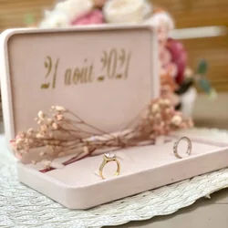 Personalized Flannel Jewelry Box Wedding Custom Name Anniversary Gift Necklace Ring Box gifts for Bride Bridesmaid Girlfriend